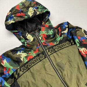 SuperDry Hooded Windbreaker Jacket Men’s M Lightweight Mesh Lined Full Zip Camo